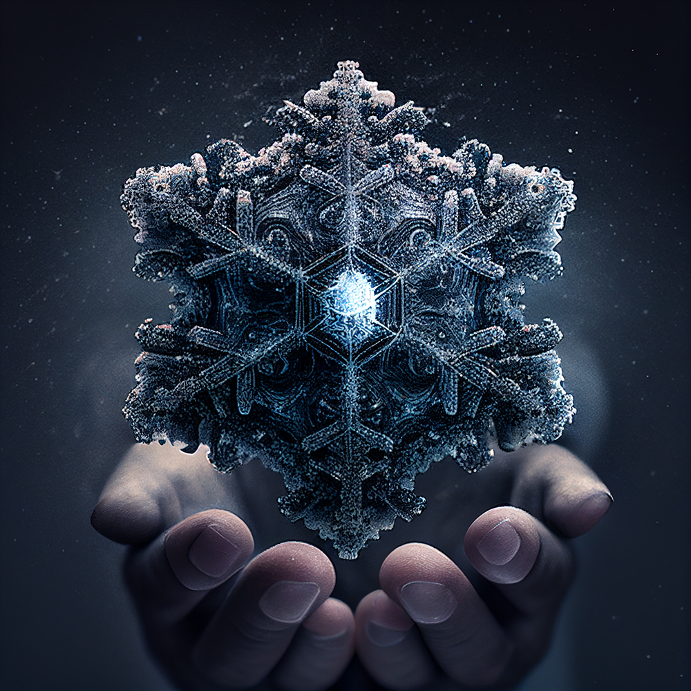 AI holding snowflake