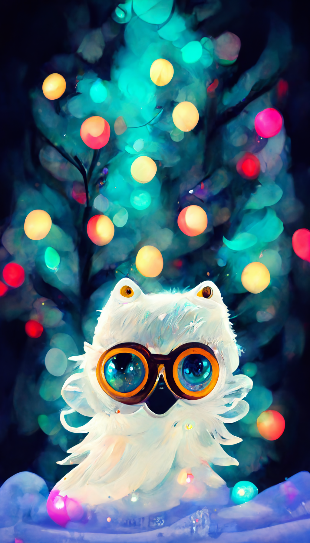 AI owl christmas scene