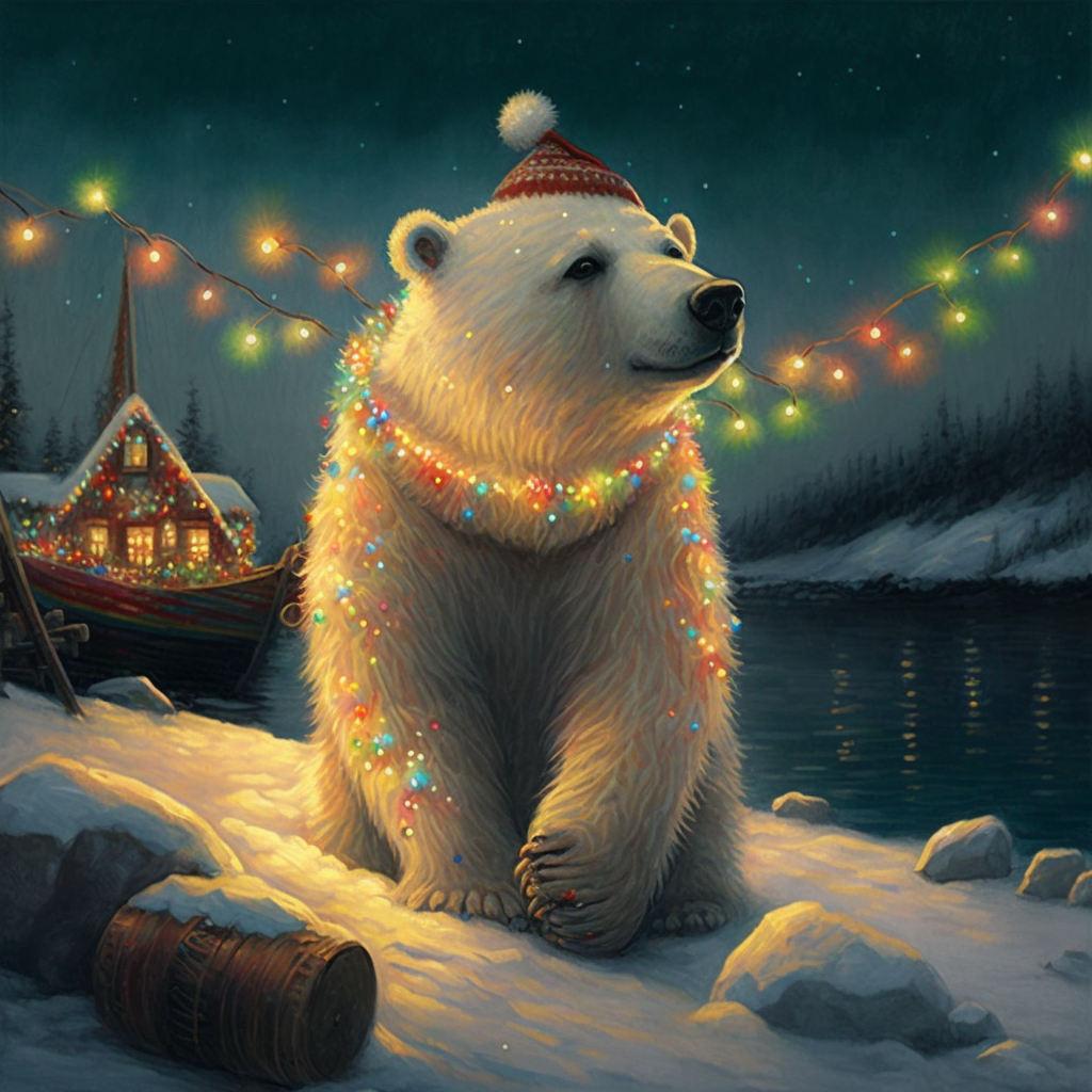 christmas polar bear ai image