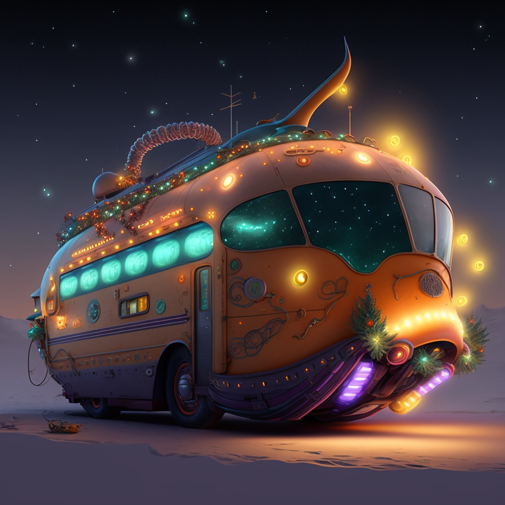 School bus with christmas lights