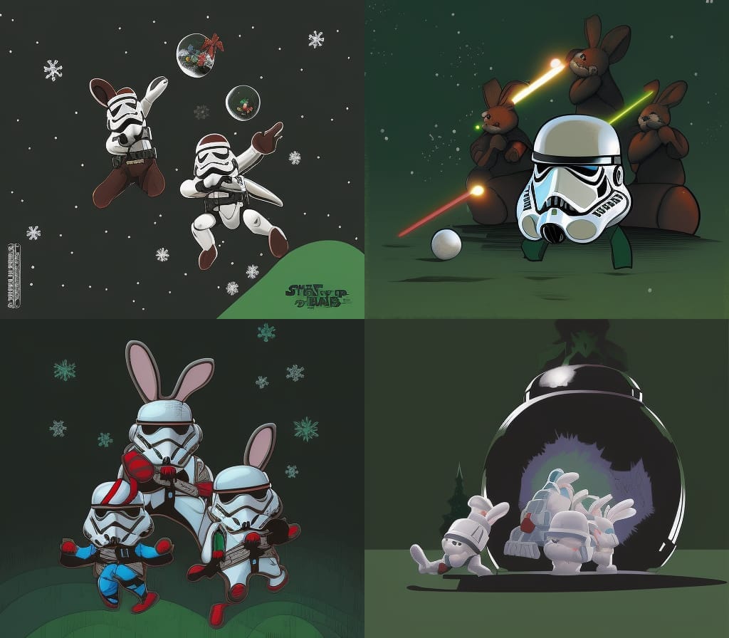 Battle bunnies snowball fight stormtroopers christmas