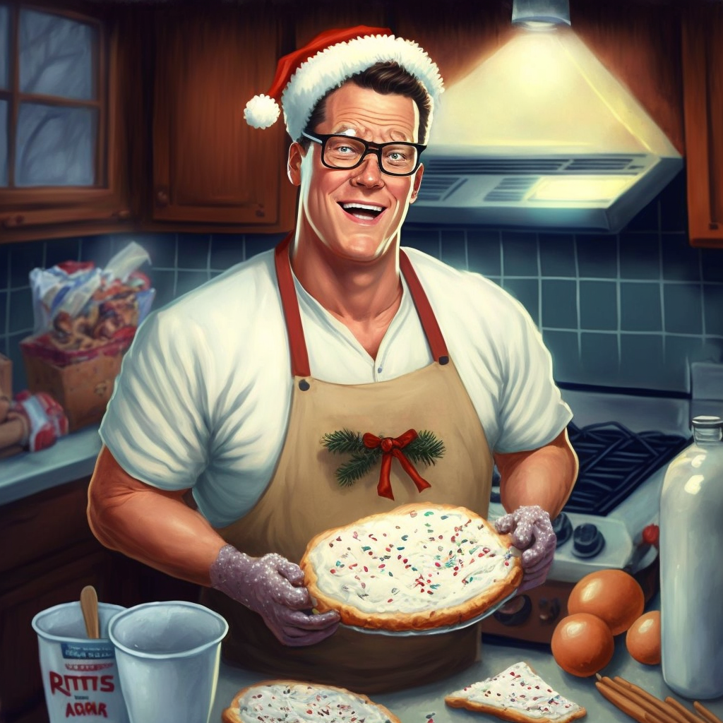 Community AI image generation of hank hill in kitchen